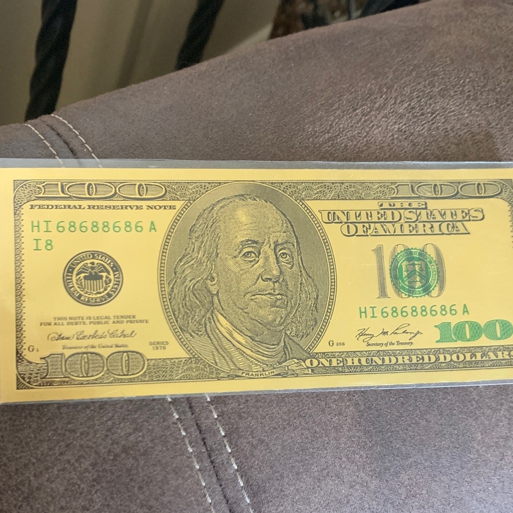 Gold Hundred Dollar Print .. free with next $30 or more purchase